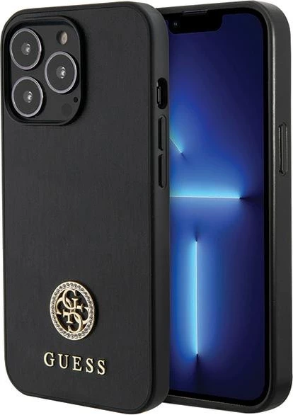 Mbështjellës Guess GUHCP13XPS4DGPK për iPhone 13 Pro Max 6.7", i fortë, Strass Metal Logo, i zi