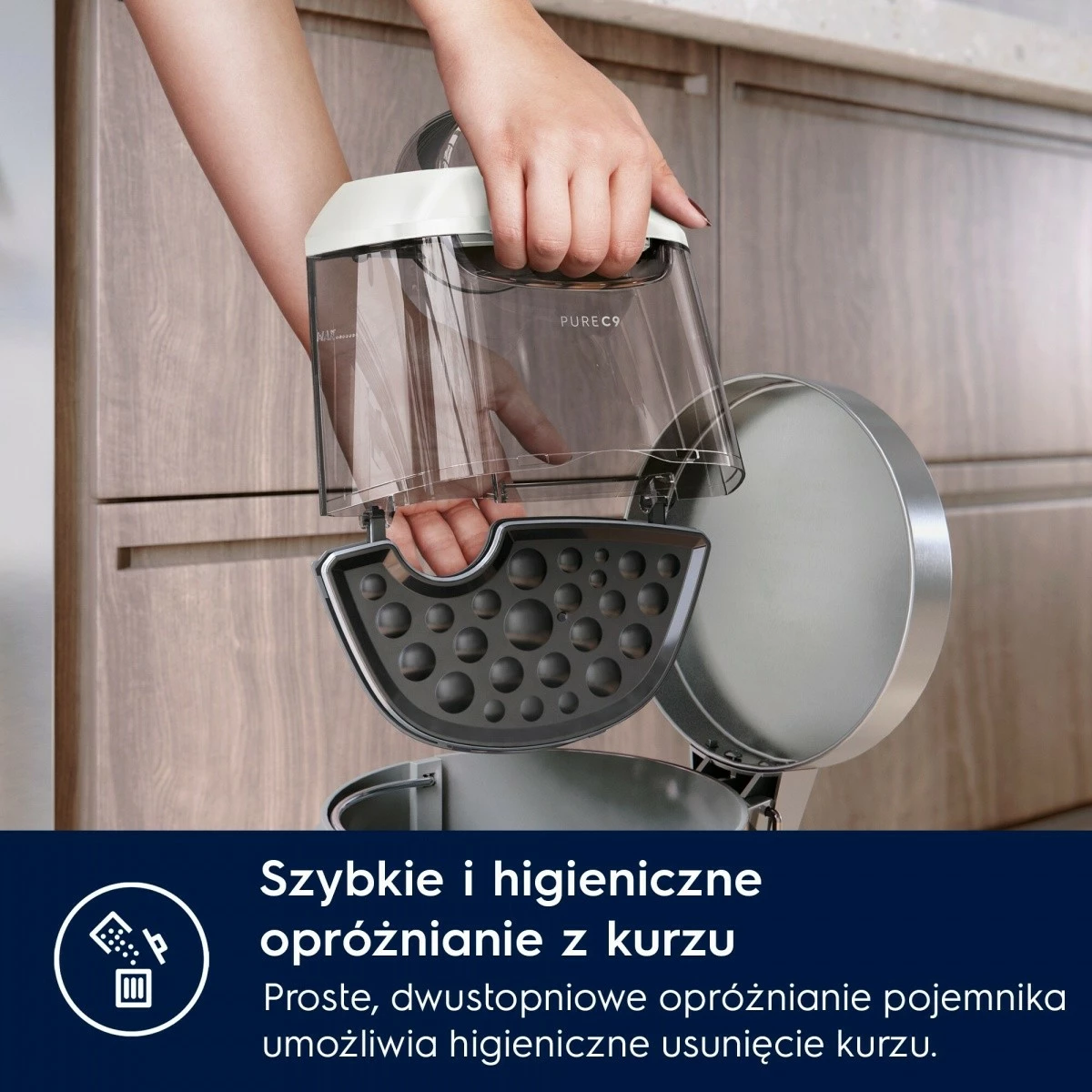 Fshesë me korrent pa qese, Electrolux, Pure C9 PC91-ALRG, 650 W, 1.5 L, HEPA, rreze 12 m, e bardhë