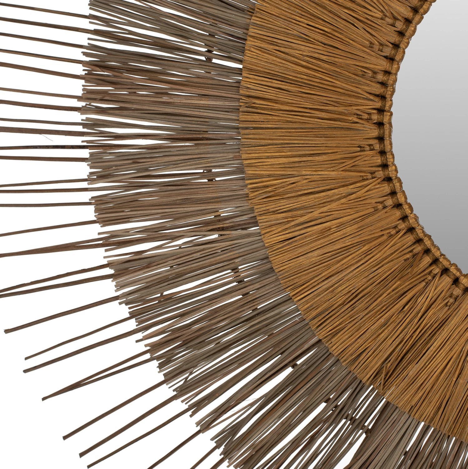 Pasqyrë me kornizë bari Mendong, ngjyrë natyrale-ari, Φ105 cm, FH7798