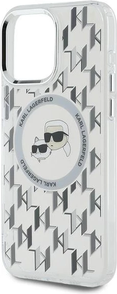 Mbështjellës Karl Lagerfeld IML Monogram Karl & Choupette Head MagSafe për iPhone 15 Pro, Transparent