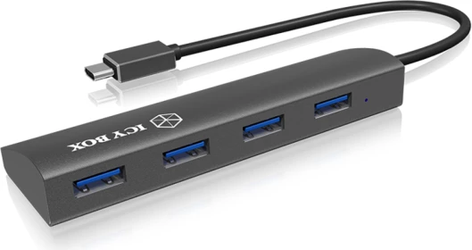 Hub USB-C ICYBOX IB-AC6405-C, 4x USB-A 3.0, 5 Gbit/s, alumin, antracit