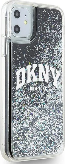 Mbështjellës DKNY Liquid Glitter Big Logo për iPhone 11/XR, i zi