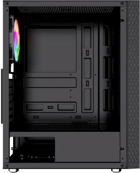 Kasë Gembird Fornax 2500 RGB Midi Tower, Tempered Glass, e zezë