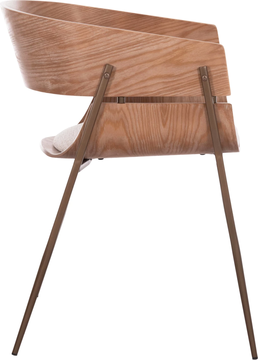 Karrige ngrënieje me mbështetëse krahësh KRILL, dru i bardhë, këmbë metalike ngjyrë bakri, set prej 2 copash, 55.5x55x72cm