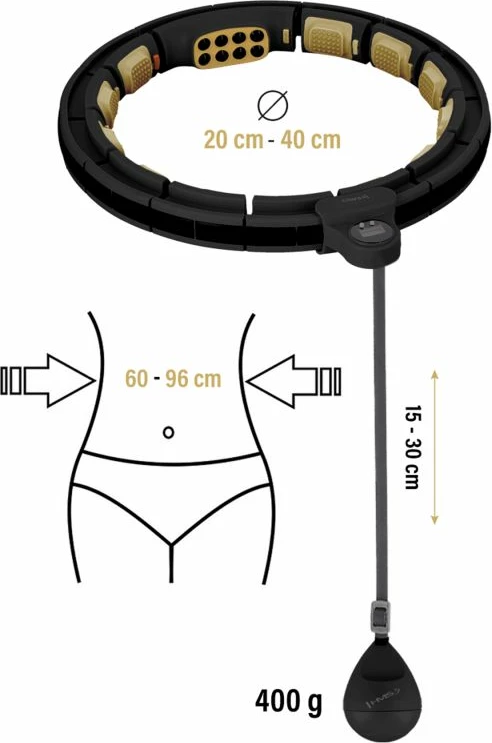 Hula hop me magnet e peshë HMS HHM13, zi/ari