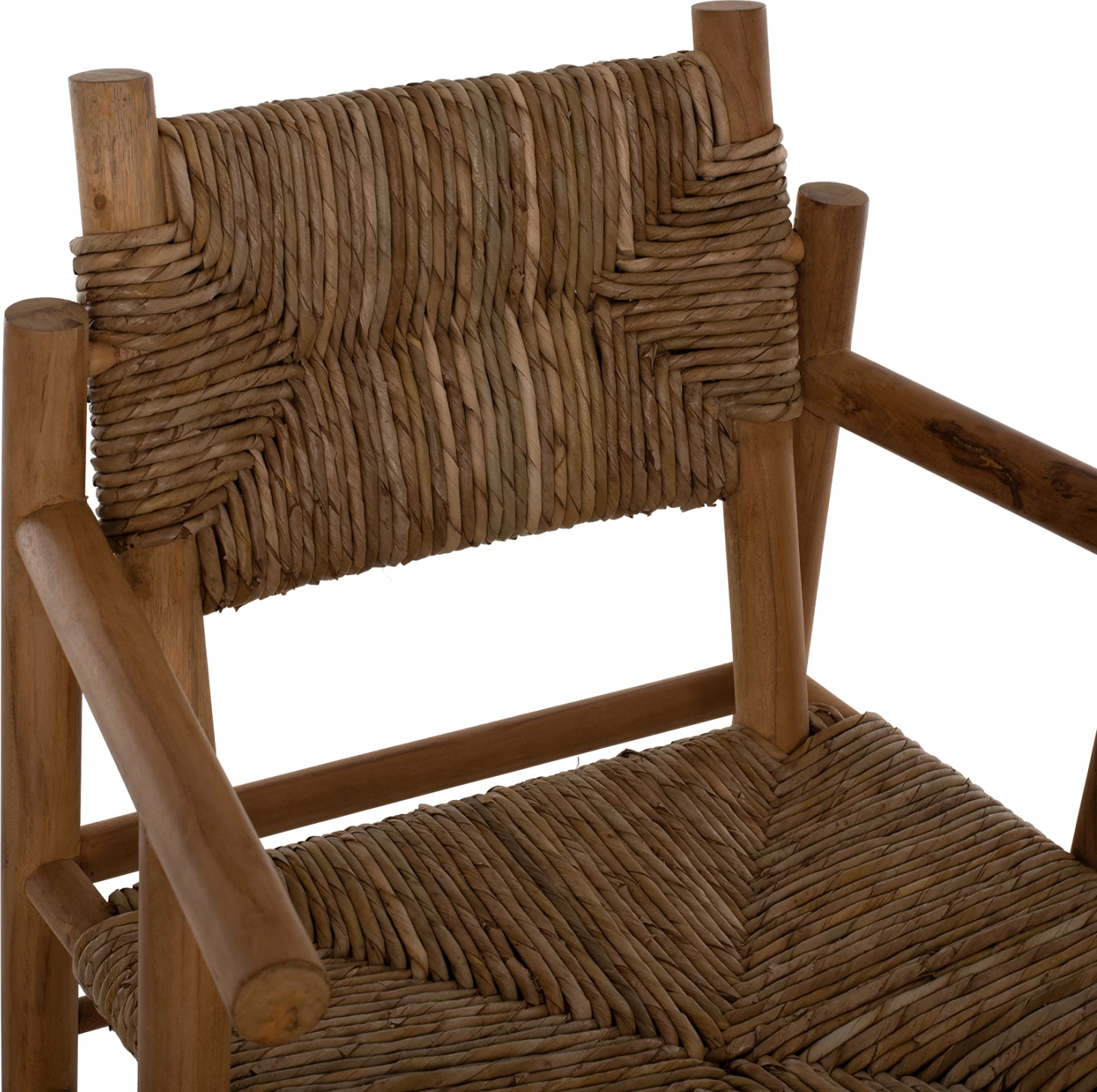 Karrige me krahë FH9378, dru TEAK & rush-matt, natyrale, 53x55x82 cm