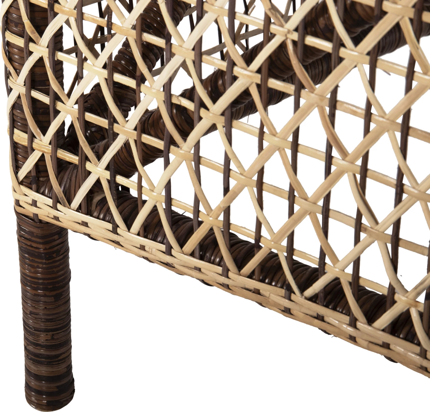 Karrige për jashtë, rattan natyral, jastëk kafe, 82x76x85H cm.