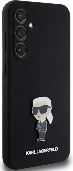 Mbështjellës Karl Lagerfeld Silicone Ikonik Metal Pin për Samsung Galaxy S23 FE, i zi