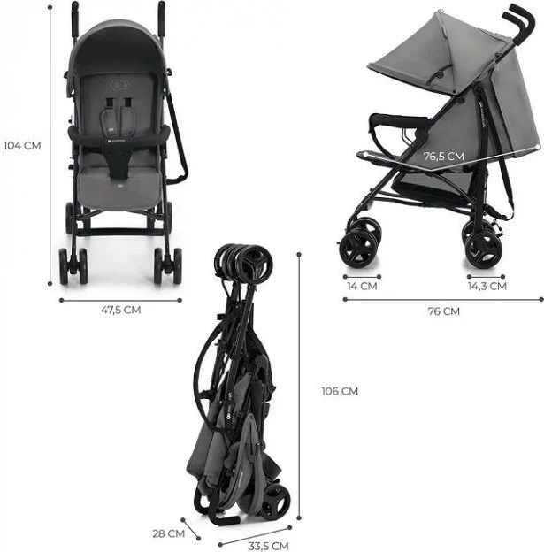 Karrocë fëmijësh Kinderkraft TIK GREY, umbrella, 6.5 kg, gri