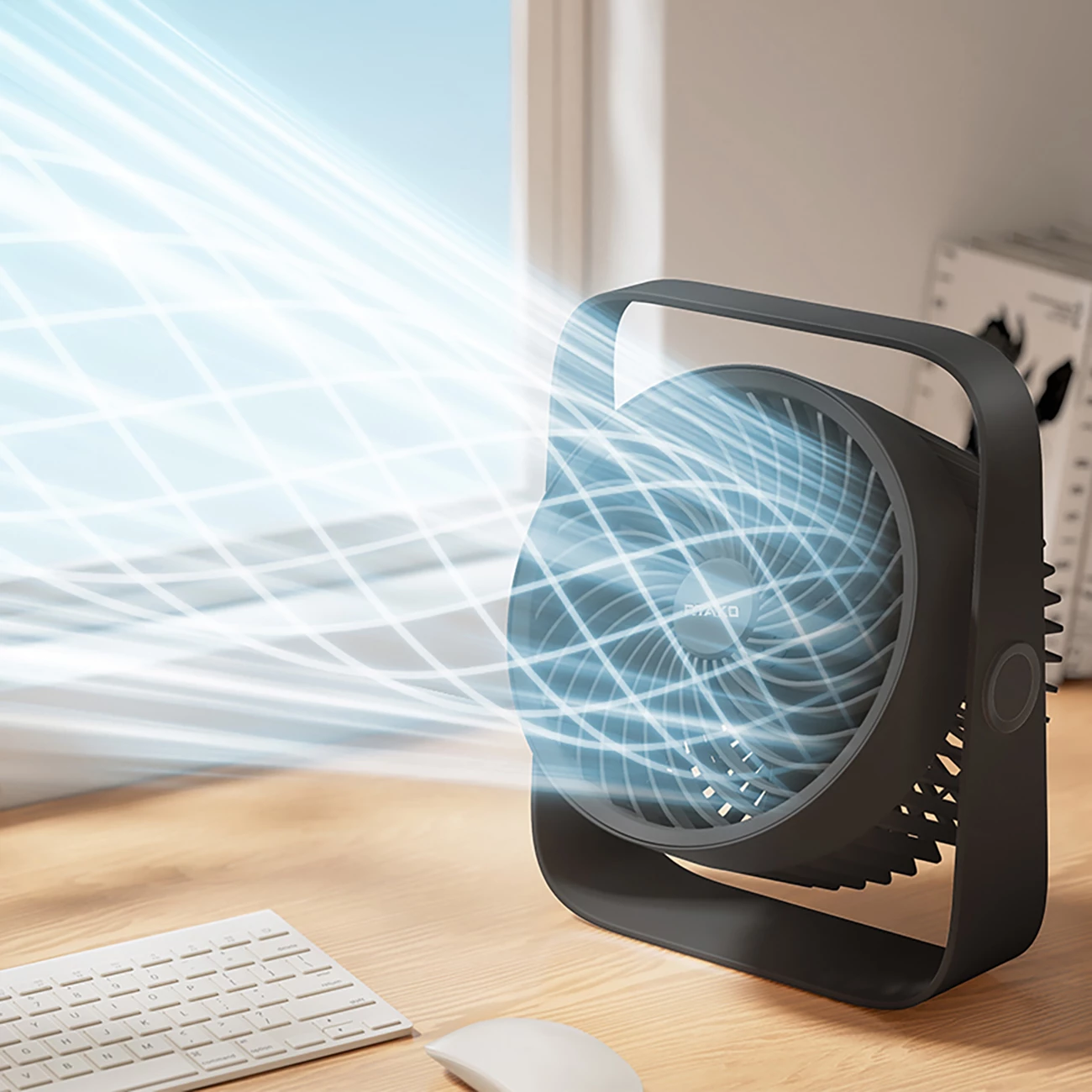 Ventilator tavoline Rtako WD0Y6S me dy impelerë, 3600 mAh, i zi