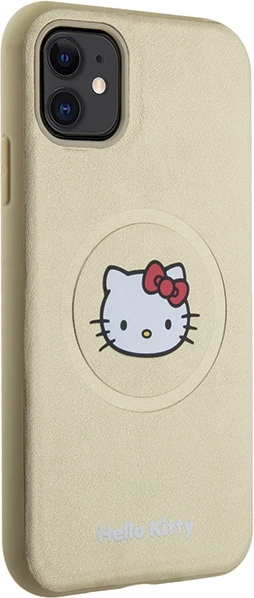 Mbështjellës Hello Kitty Leather Kitty Head MagSafe për iPhone 11/XR, ari