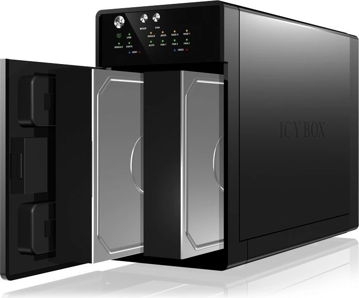 Kasë eksternale IcyBox IB-RD3620SU3 për 2x3.5" HDD, RAID, e zezë