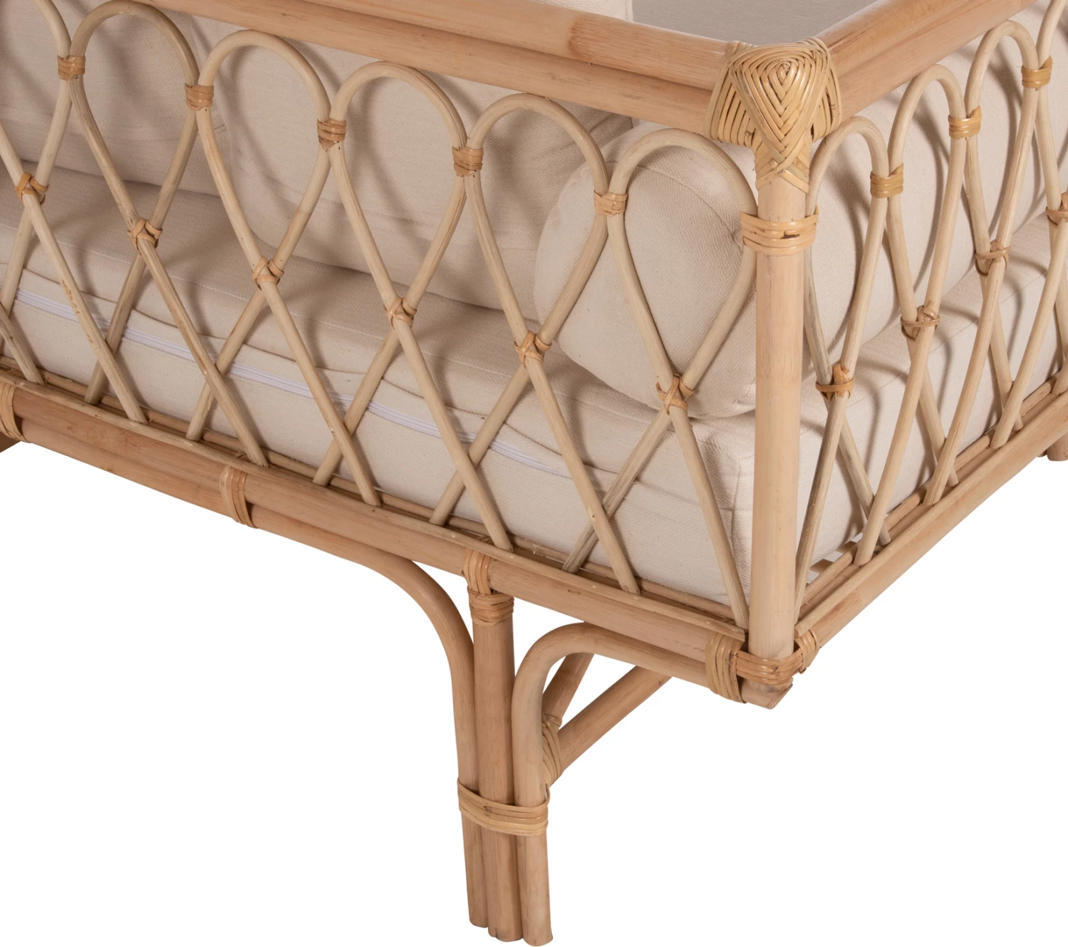 Divan ALIKI FH9658 prej ratanit, jastëkët bezhë, 200x100x86H cm