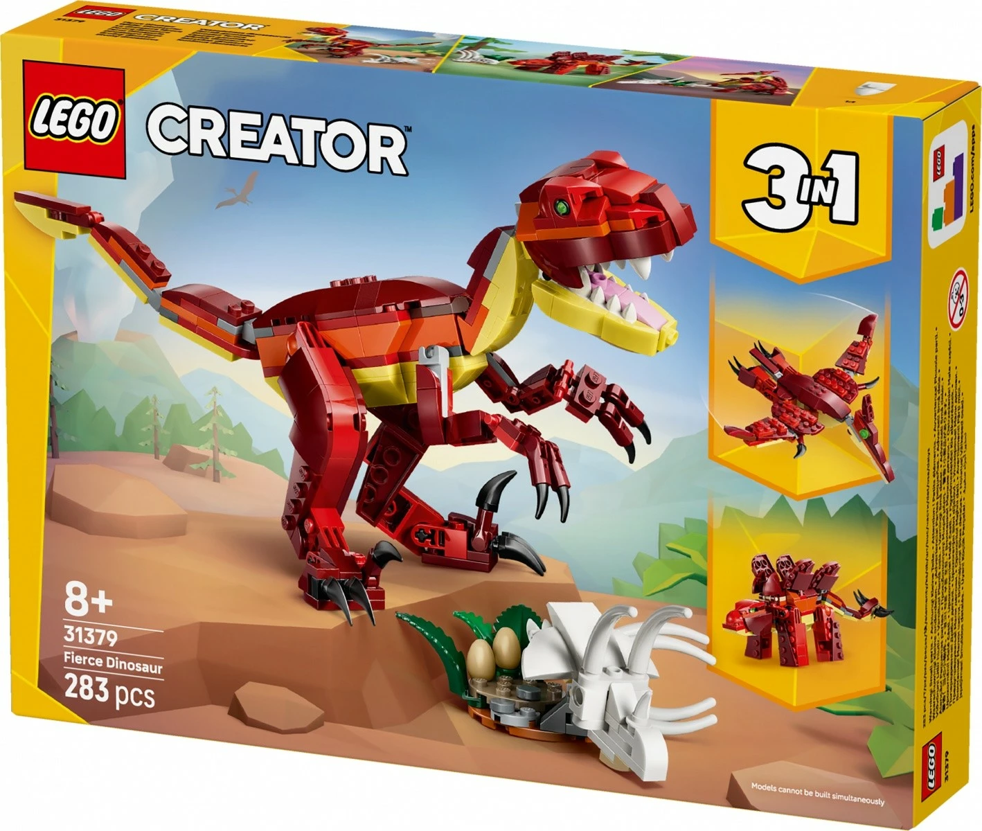 Set ndërtimi LEGO Creator 3-në-1, 31379 Fierce Dinosaur, 283 copa, 8+