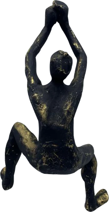 Dekor muror alpinist, polirezine, e zezë me të artë, 13x9x23cm