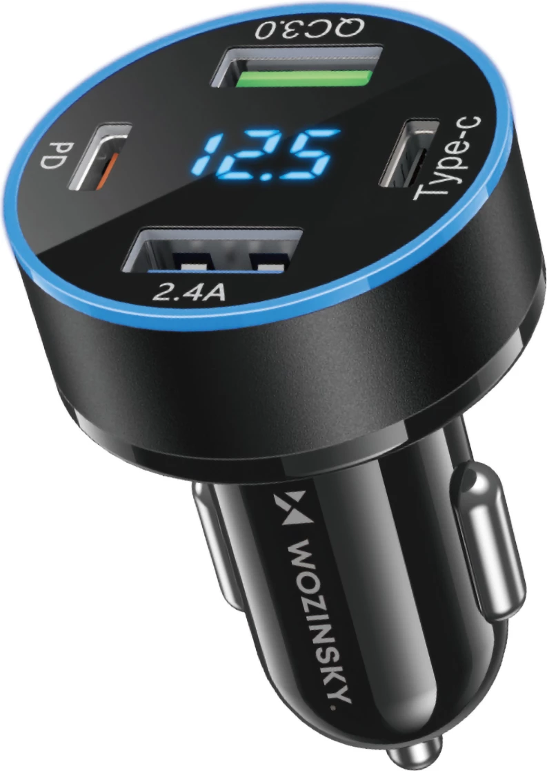 Karikues veture Wozinsky WDCCB, 50W, 2xUSB-C / 2xUSB-A, me ekran, i zi