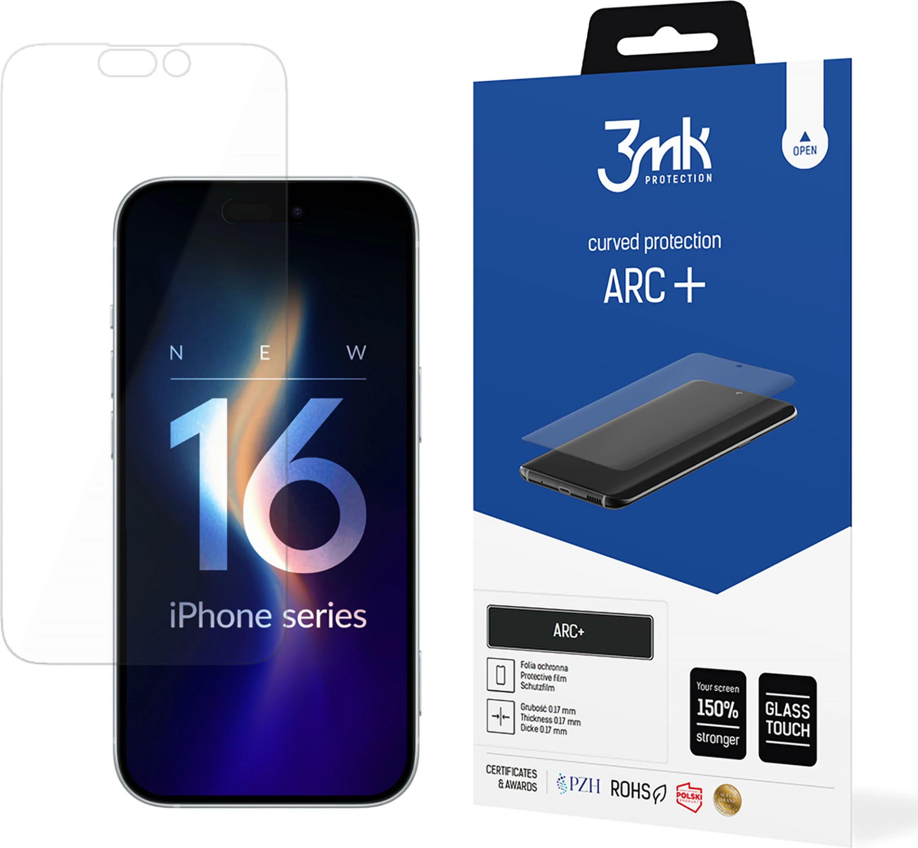 Mbështjellës ekranit 3mk ARC+ për iPhone 16 Plus, Transparent