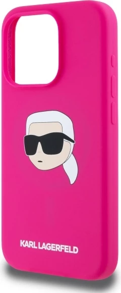 Mbështjellës Karl Lagerfeld KLHMP15LSKHPPPLF për iPhone 15 Pro 6.1", silikon, MagSafe, fuchsia