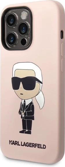 Mbështjellës Karl Lagerfeld Silicone Ikonik MagSafe për iPhone 14 Pro, rozë