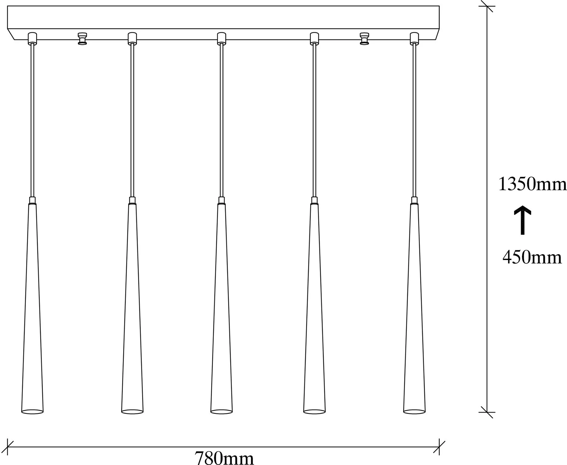 Llambë tavani Opviq, Uğur - 6075, metal i zi, lartësi e rregullueshme