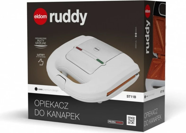 toster sanduiçesh, Eldom ST11BI, pllakë keramike, 750 W, 2 sanduiçe, i bardhë