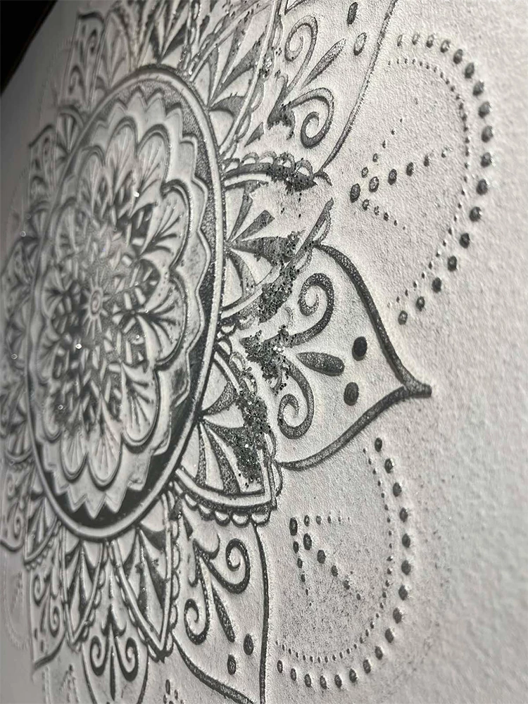 Pikturë dekorative Rozeta, kanavacë, ngjyrë e bardhë dhe ari, 62x62x5cm