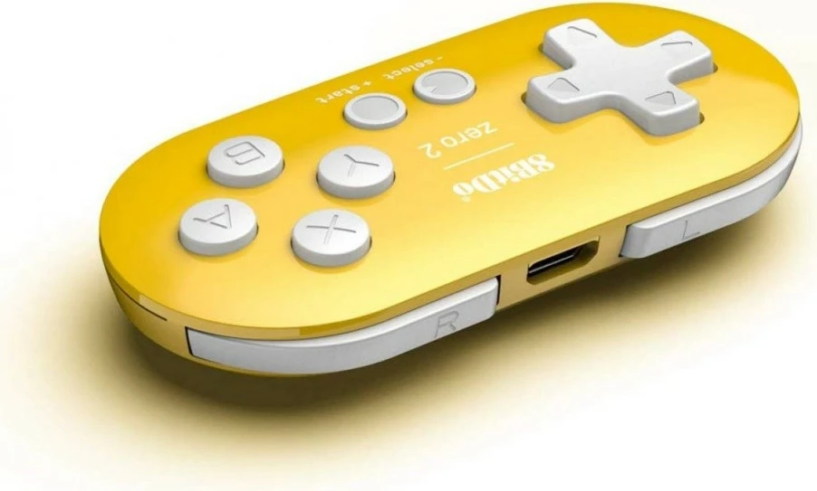Gamepad 8BitDo Zero 2, Wireless/Bluetooth, për Nintendo Switch/PC/Android, Verdhë