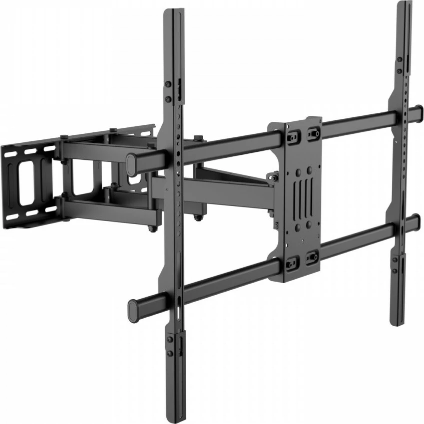 Mbajtës muri TV, TB, TB-854, deri 100 inç, ngarkesë 65 kg, VESA 800x600, shtrirje 70–505 mm, rrotullim 60°, pjerrësi 12°, zi