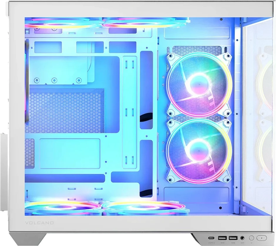 Kasë MODECOM Volcano Panorama NF Midi, ATX, xham i temperuar, e bardhë