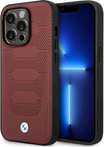 Mbështjellës BMW BMHMP14X22RPSR për iPhone 14 Pro Max 6.7", Leather Seats Pattern, MagSafe, Kuq e errët