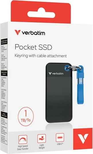 SSD i jashtëm Verbatim Pocket 32191 1TB USB 3.2 Gen 2 deri 1000MB/s USB-C zi/kaltër me aksesorë