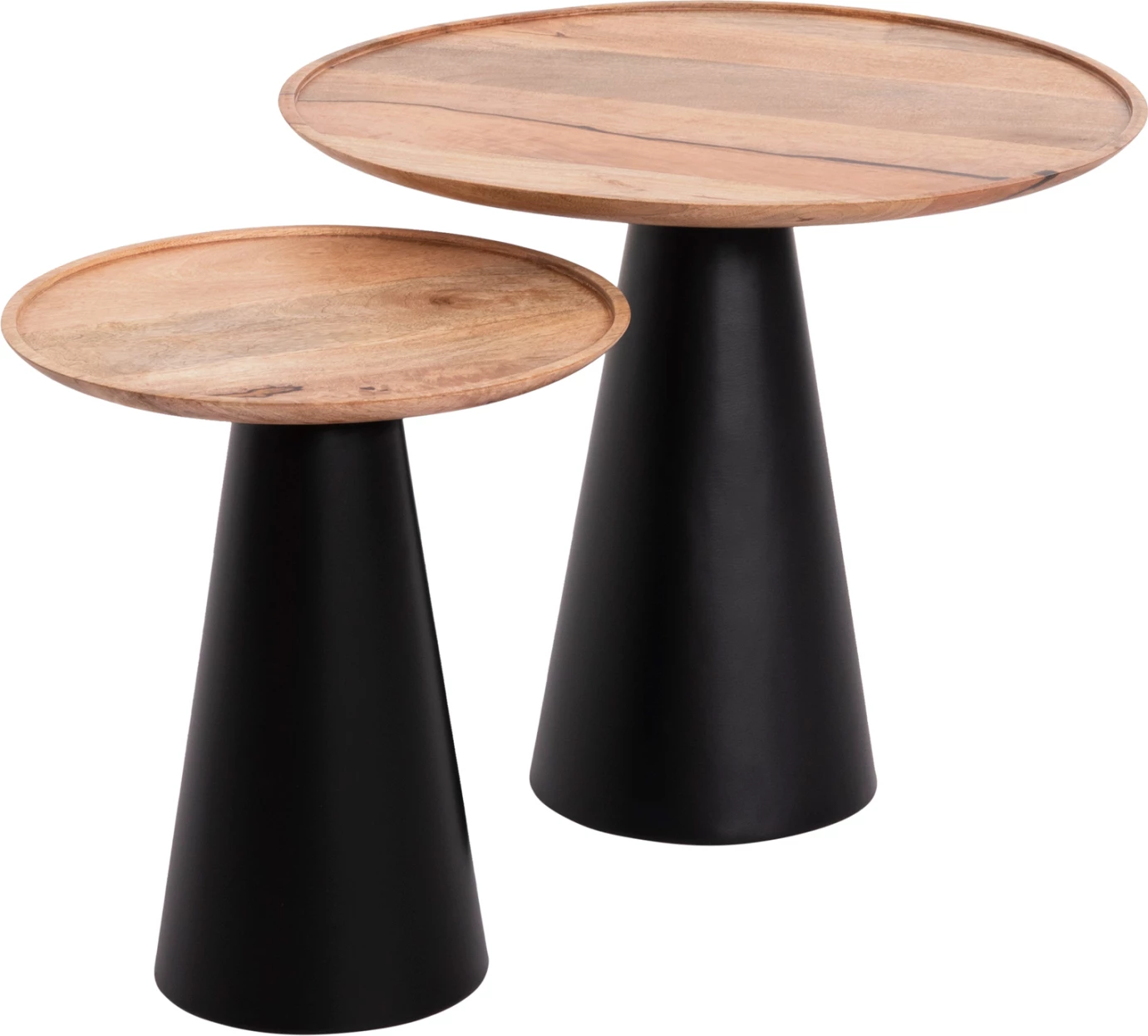 Tavolina kafeje 2 copë RIFF FH9997, dru mango, baza hekuri, Φ60 & Φ40 cm.