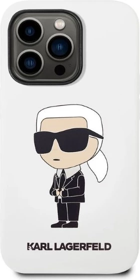 Mbështjellës Karl Lagerfeld Silicone Ikonik për iPhone 14 Pro 6.1", Bardhë