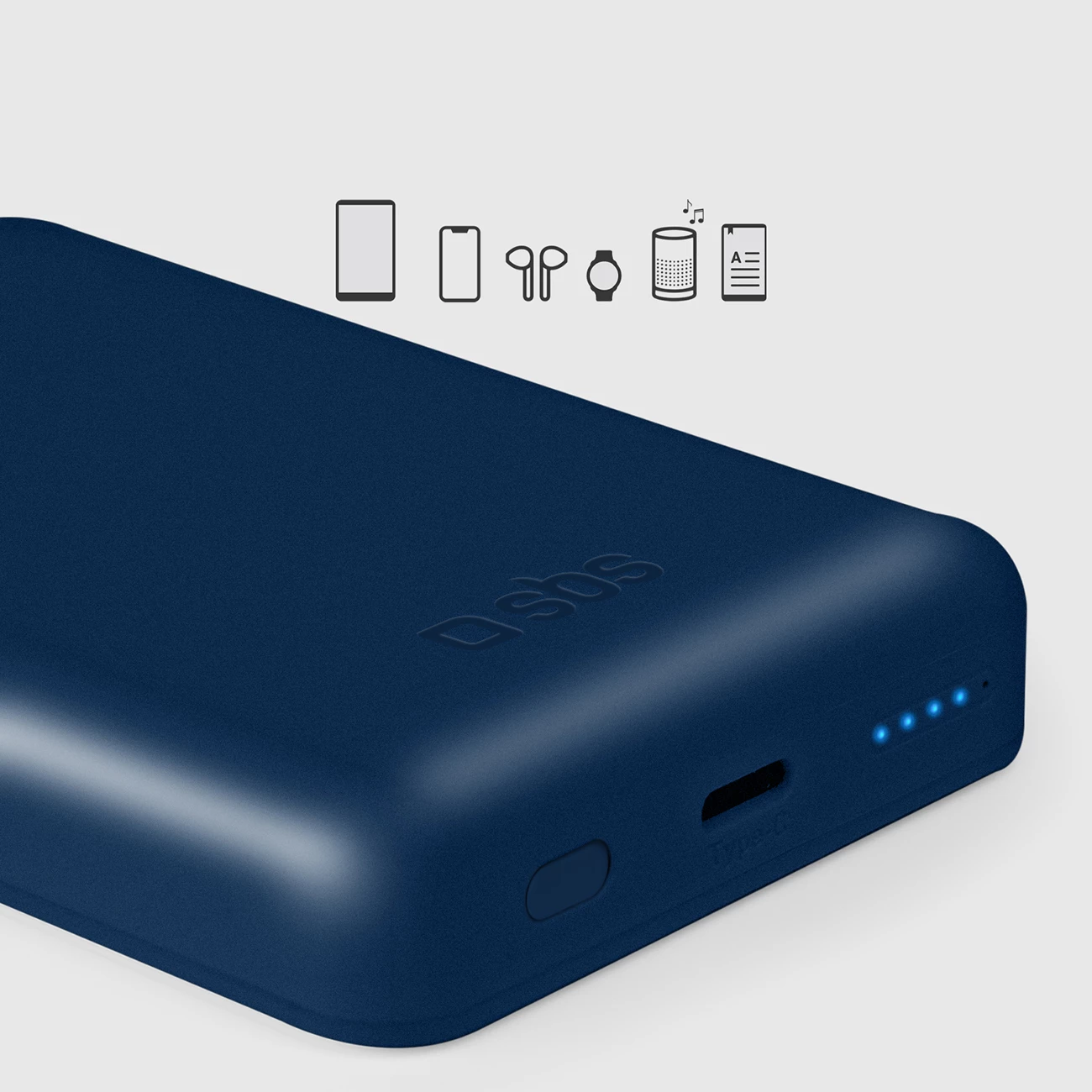 Powerbank SBS TEBB5000MAG1CB, 5000 mAh, MagSafe, Qi, USB-C, kaltër