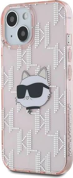 Mbështjellës Karl Lagerfeld IML Choupette Head & Monogram për iPhone 13, rozë