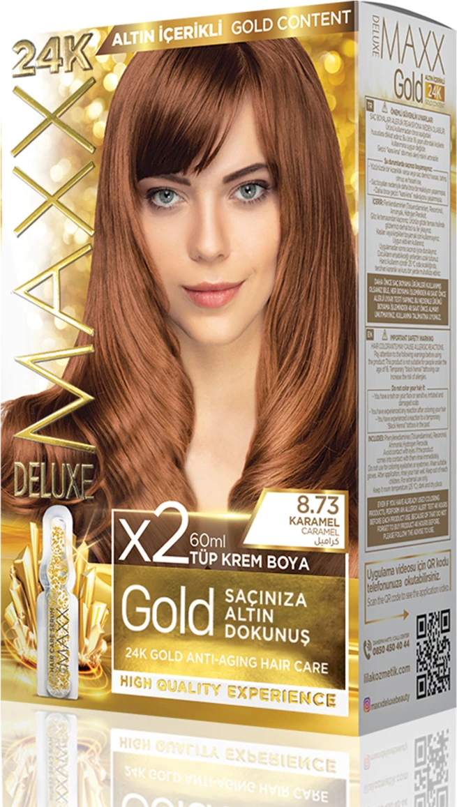 Ngjyrë për flokë MAXX GOLD SET 8.73 Caramel, 50 ml