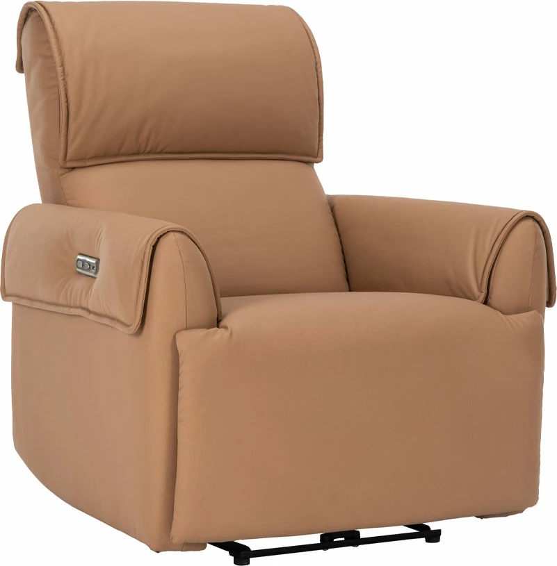 Fotelë relaksuese me recliner elektrik, ngjyrë camel, 88x95x102cm