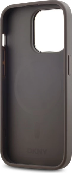 Mbështjellës DKNY Leather Checkered Mono Pattern MagSafe për iPhone 14 Pro, Bezhe