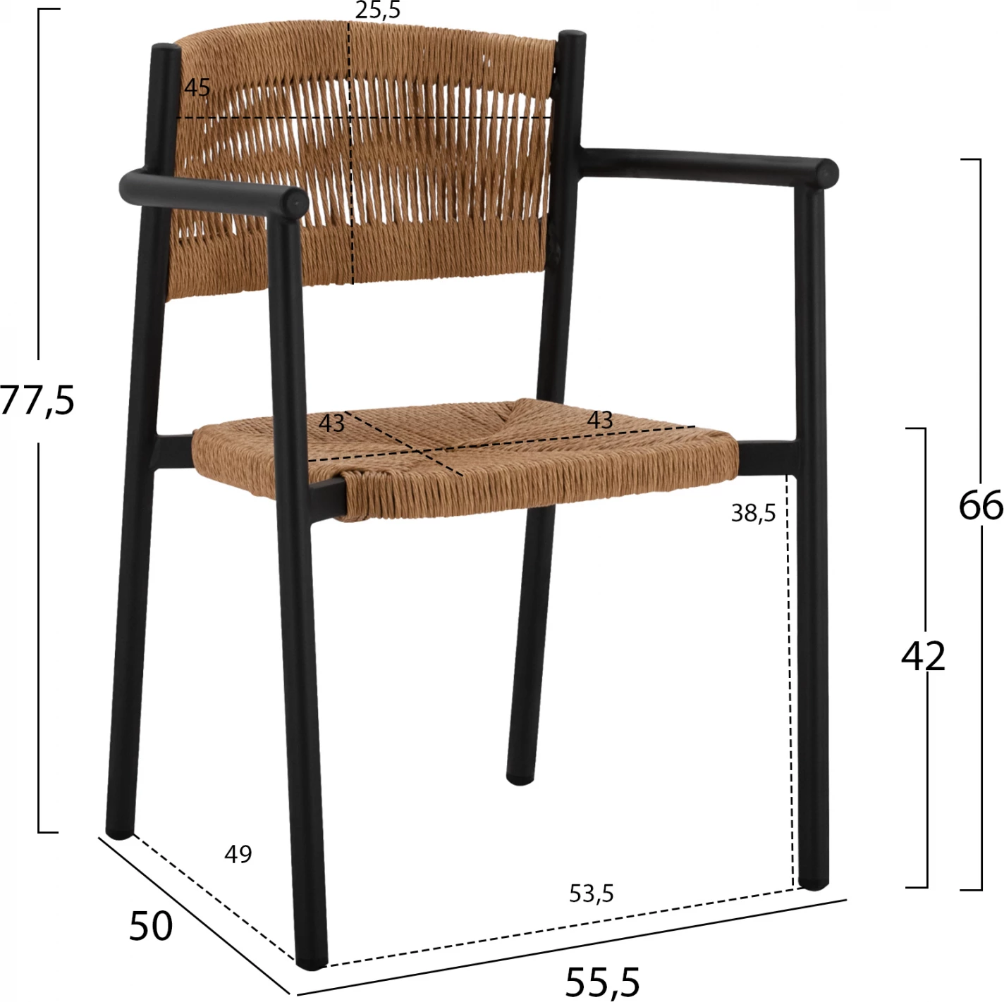 Set kopshti tavolinë 5563.02 & karrige 5786.02, 3 pjesë, polywood/litar