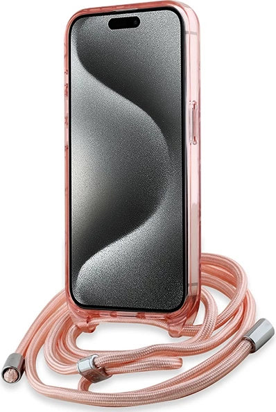 Mbështjellës Karl Lagerfeld IML Crossbody Monogram Karl & Choupette Head MagSafe për iPhone 15/14/13, rozë