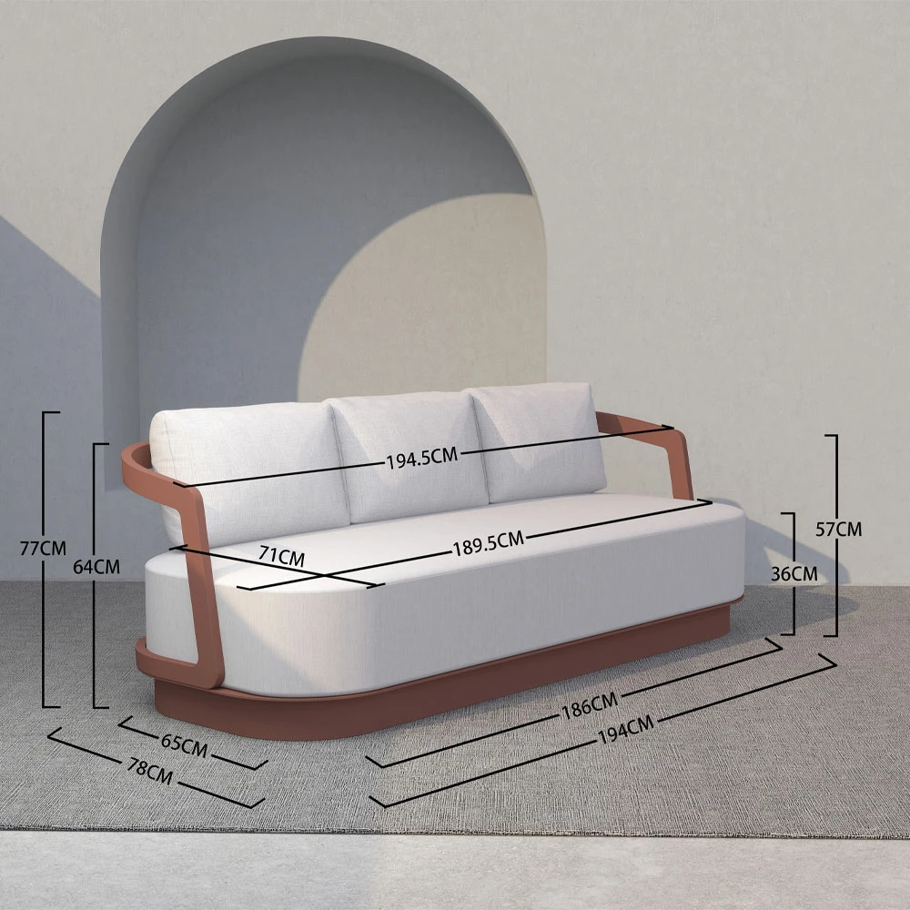 Set lounge TORRE 1+2+2, terrakote, 198x81x66cm