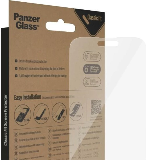 Xham mbrojtës PanzerGlass Classic Fit për iPhone 14 Pro Max, Antibakterial
