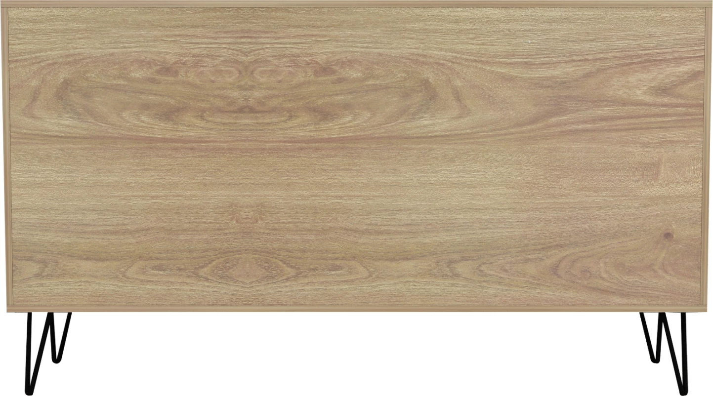 Bufe CABRON FH8874.12 melaminë në ngjyrë Sonama-mermer i zi dhe këmbë metalike të zeza 142x40x83H cm