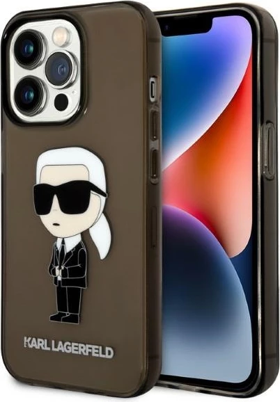 Mbështjellës Karl Lagerfeld Ikonik Karl për iPhone 14 Pro Max, i zi
