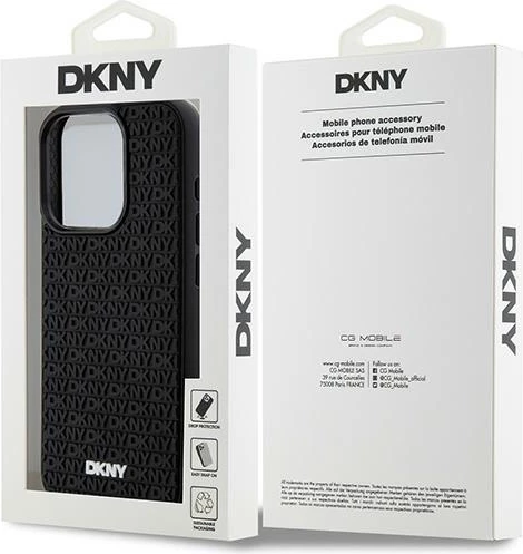 Mbështjellës DKNY 3D Rubber Repeat Pattern për iPhone 15 Pro Max, i zi