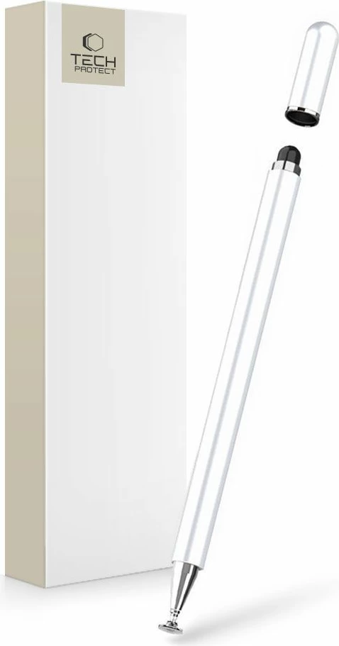 Stylus Tech-Protect Charm, për tabletë/smartphone, Bardhë/Argjendtë