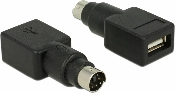 Adapter DeLOCK PS/2 mashkull në USB Type-A femër, zi/inoks