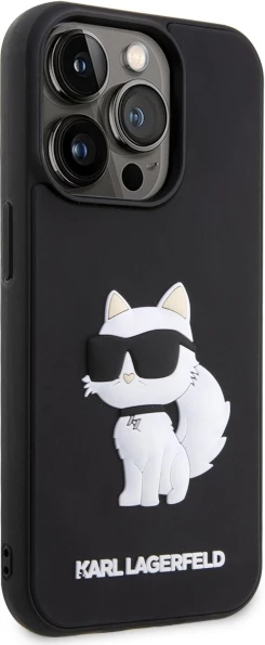Mbështjellës Karl Lagerfeld KLHCP14X3DRKHNK për iPhone 14 Pro Max 6.7", 3D Rubber Choupette, i zi