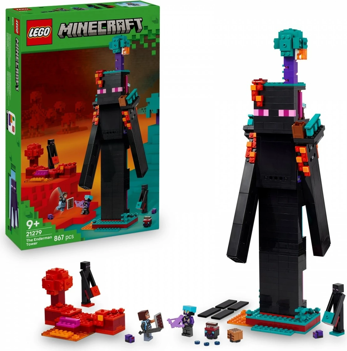 Set ndërtimi LEGO Minecraft Enderman Tower 21279, 867 pjesë, shumëngjyrësh