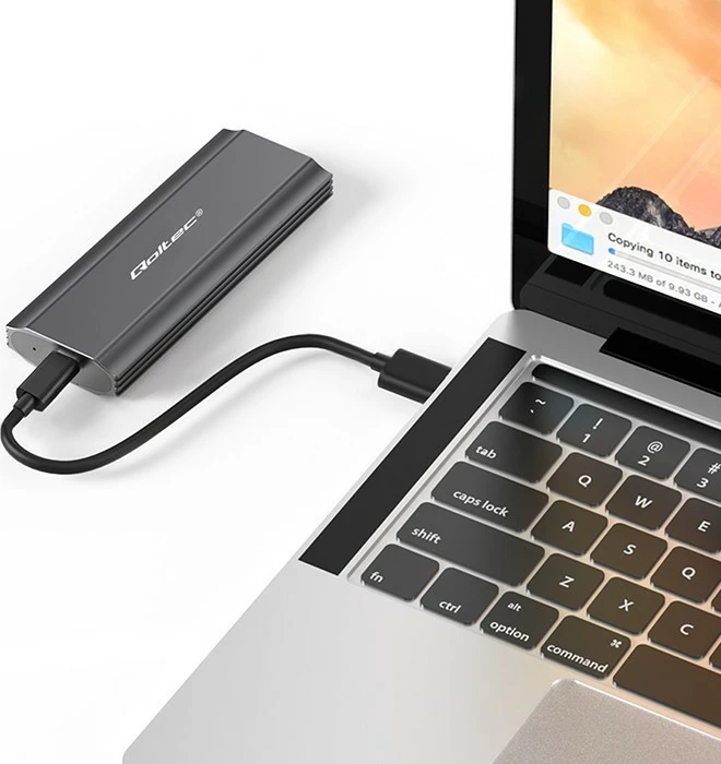 Kasë Qoltec NV2271 për SSD M.2, NVMe/SATA, USB-C, 2TB, Gri